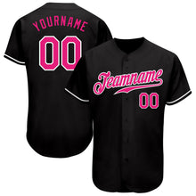 Load image into Gallery viewer, Custom Black Hot Pink-White Authentic Baseball Jersey