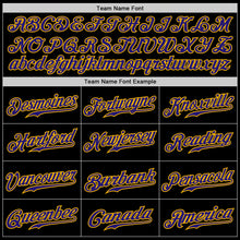Load image into Gallery viewer, Custom Black Dark Purple-Gold Authentic Baseball Jersey