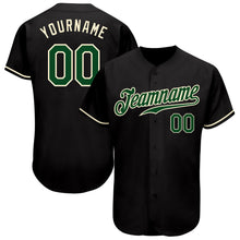 Load image into Gallery viewer, Custom Black Green-Cream Authentic Baseball Jersey