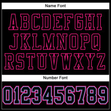 Load image into Gallery viewer, Custom Black Black Powder Blue-Hot Pink Mesh Authentic Football Jersey