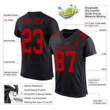 Load image into Gallery viewer, Custom Black Red Mesh Authentic Football Jersey