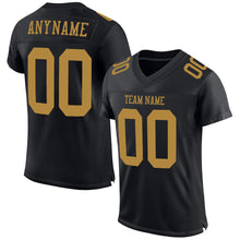 Load image into Gallery viewer, Custom Black Old Gold Mesh Authentic Football Jersey