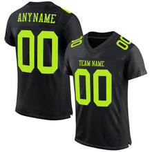 Load image into Gallery viewer, Custom Black Neon Green Mesh Authentic Football Jersey