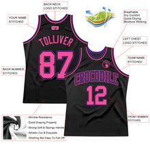Load image into Gallery viewer, Custom Black Pink-Purple Authentic Throwback Basketball Jersey