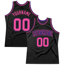 Load image into Gallery viewer, Custom Black Pink-Purple Authentic Throwback Basketball Jersey