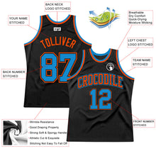 Load image into Gallery viewer, Custom Black Blue-Orange Authentic Throwback Basketball Jersey