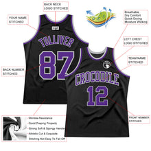 Load image into Gallery viewer, Custom Black Purple-Gray Authentic Throwback Basketball Jersey