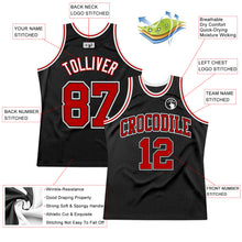 Load image into Gallery viewer, Custom Black Red-White Authentic Throwback Basketball Jersey