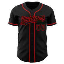 Load image into Gallery viewer, Custom Black Black-Red Authentic Baseball Jersey