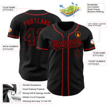 Load image into Gallery viewer, Custom Black Black-Red Authentic Baseball Jersey