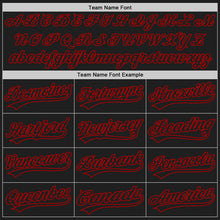 Load image into Gallery viewer, Custom Black Black-Red Authentic Baseball Jersey