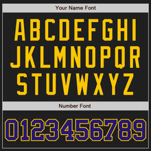 Load image into Gallery viewer, Custom Black Dark Purple-Gold Authentic Baseball Jersey
