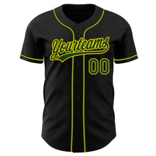 Load image into Gallery viewer, Custom Black Green-Gold Authentic Baseball Jersey