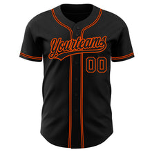 Load image into Gallery viewer, Custom Black Black-Orange Authentic Baseball Jersey