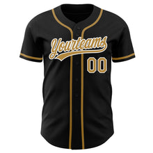 Load image into Gallery viewer, Custom Black Old Gold-White Authentic Baseball Jersey