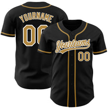 Load image into Gallery viewer, Custom Black Old Gold-White Authentic Baseball Jersey