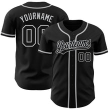 Load image into Gallery viewer, Custom Black Black-Gray Authentic Baseball Jersey