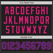 Load image into Gallery viewer, Custom Black Purple-Hot Pink Authentic Baseball Jersey