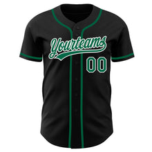 Load image into Gallery viewer, Custom Black Kelly Green-White Authentic Baseball Jersey