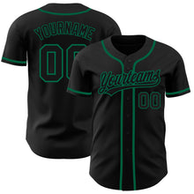 Load image into Gallery viewer, Custom Black Black-Kelly Green Authentic Baseball Jersey