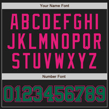 Load image into Gallery viewer, Custom Black Kelly Green-Hot Pink Authentic Baseball Jersey