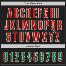 Load image into Gallery viewer, Custom Black Kelly Green-Red Authentic Baseball Jersey