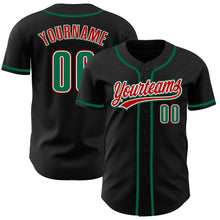Load image into Gallery viewer, Custom Black Kelly Green-Red Authentic Baseball Jersey