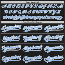 Load image into Gallery viewer, Custom Black Light Blue-White Authentic Baseball Jersey