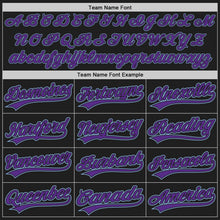 Load image into Gallery viewer, Custom Black Purpe-Light Blue Authentic Baseball Jersey
