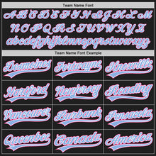 Load image into Gallery viewer, Custom Black Pink-Light Blue Authentic Baseball Jersey