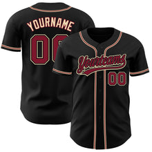 Load image into Gallery viewer, Custom Black Crimson-City Cream Authentic Baseball Jersey