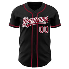 Load image into Gallery viewer, Custom Black Crimson-White Authentic Baseball Jersey