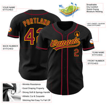 Load image into Gallery viewer, Custom Black Crimson-Gold Authentic Baseball Jersey