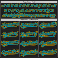Load image into Gallery viewer, Custom Black Teal-Gold Authentic Baseball Jersey