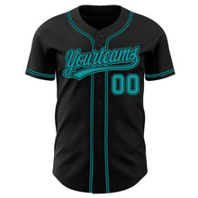 Load image into Gallery viewer, Custom Black Teal Authentic Baseball Jersey