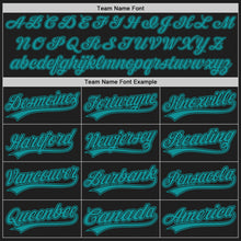 Load image into Gallery viewer, Custom Black Teal Authentic Baseball Jersey