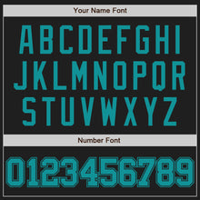 Load image into Gallery viewer, Custom Black Teal Authentic Baseball Jersey