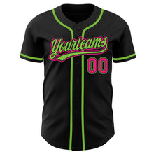 Load image into Gallery viewer, Custom Black Hot Pink-Neon Green Authentic Baseball Jersey