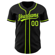 Load image into Gallery viewer, Custom Black Neon Green Authentic Baseball Jersey