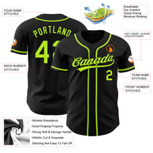 Load image into Gallery viewer, Custom Black Neon Green Authentic Baseball Jersey