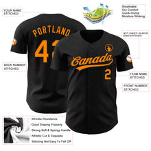 Load image into Gallery viewer, Custom Black Bay Orange Authentic Baseball Jersey