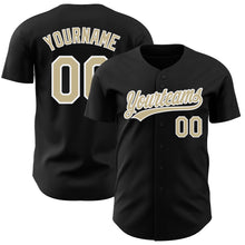 Load image into Gallery viewer, Custom Black Vegas Gold-White Authentic Baseball Jersey