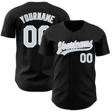 Load image into Gallery viewer, Custom Black Silver-White Authentic Baseball Jersey
