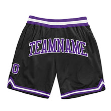 Load image into Gallery viewer, Custom Black Purple-White Authentic Throwback Basketball Shorts