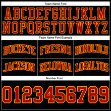 Load image into Gallery viewer, Custom Black Red-Gold Authentic Throwback Basketball Shorts