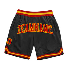 Load image into Gallery viewer, Custom Black Red-Gold Authentic Throwback Basketball Shorts