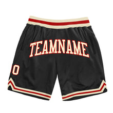 Load image into Gallery viewer, Custom Black Cream-Red Authentic Throwback Basketball Shorts