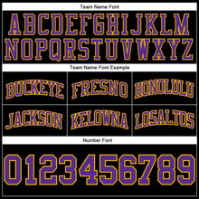 Load image into Gallery viewer, Custom Black Purple-Gold Authentic Throwback Basketball Shorts