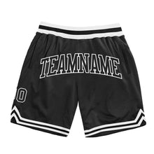 Load image into Gallery viewer, Custom Black Black-White Authentic Throwback Basketball Shorts