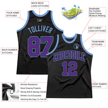 Load image into Gallery viewer, Custom Black Purple-Light Blue Authentic Throwback Basketball Jersey